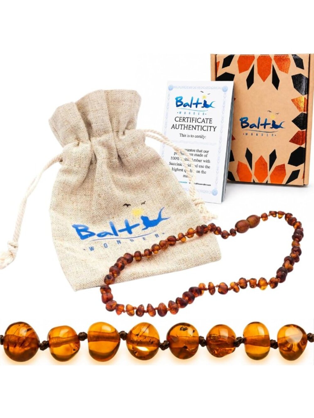 Authentic Cognac Baroque Baltic Amber Necklace - 12.5" Natural Comfort Jewelry